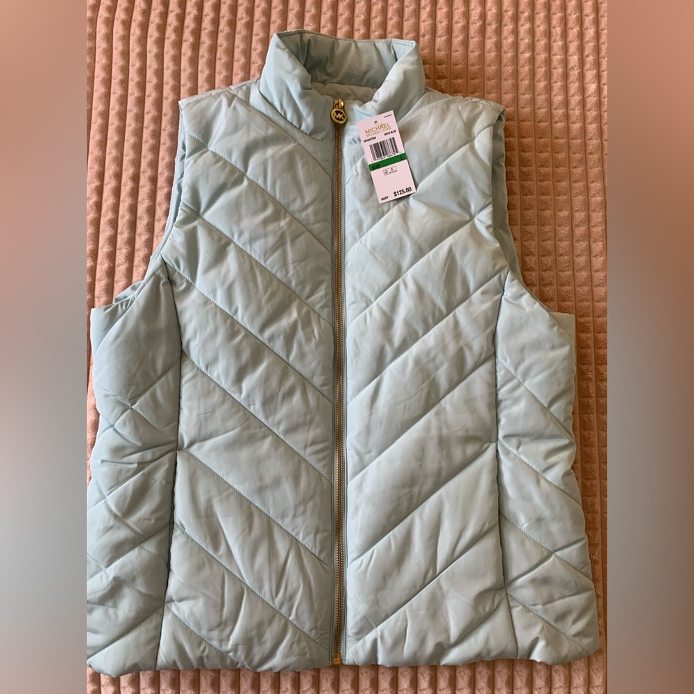 NWT Michael Kors Baby Blue Quilted Vest Insulated Outerwear